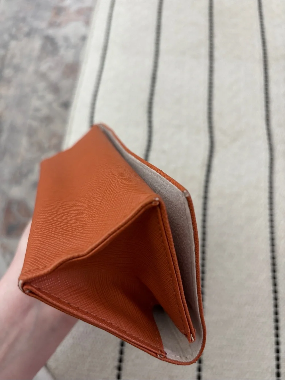 Tory Burch Orange Saffiano Sunglasses Case with Gold Logo